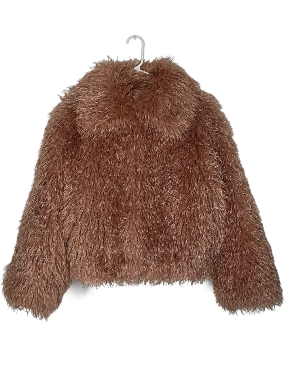 Rouje Archi Faux Fur Shearling Shaggy Jacket Dusty Rose Size 36